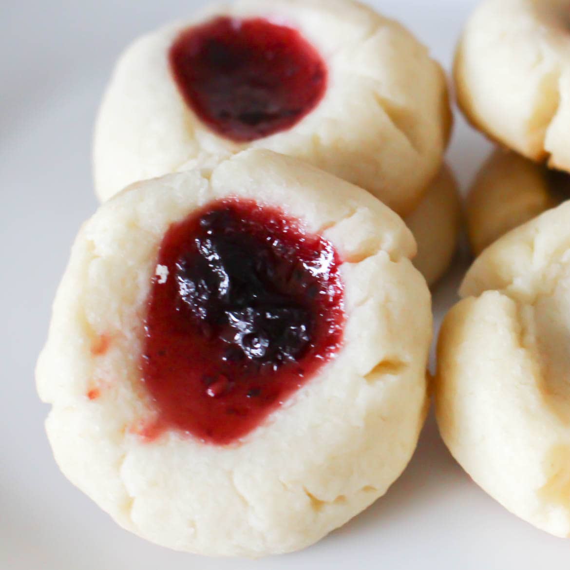 strawberry jam thumbprint cookies with jam filling