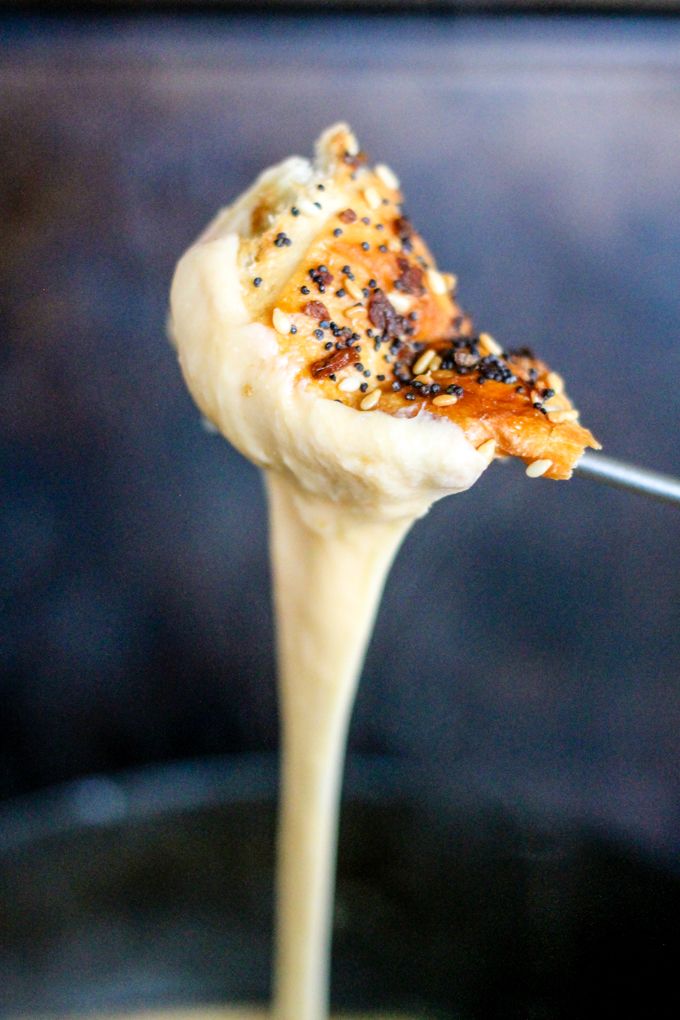 three cheese buffalo fondue