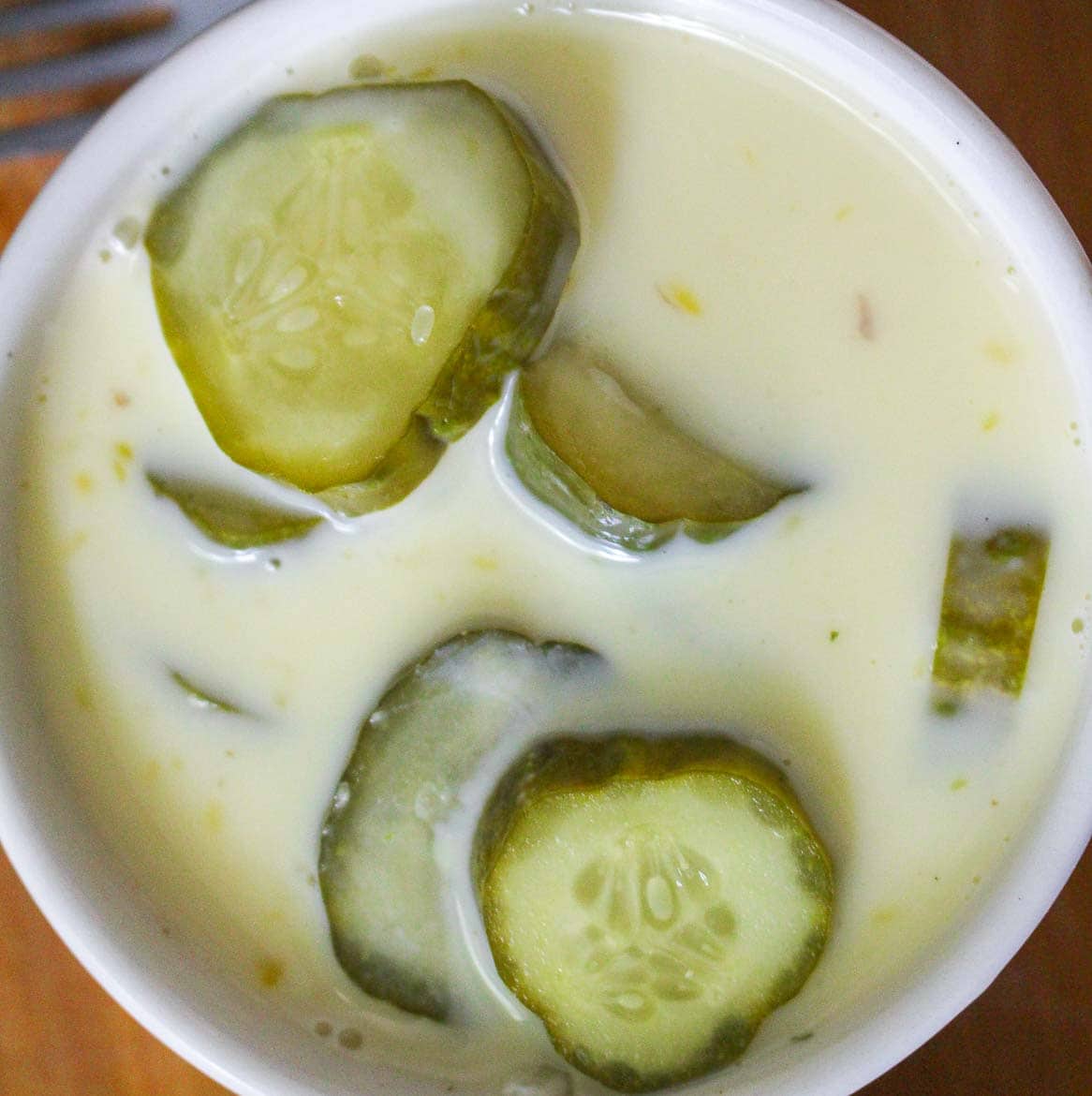 pickles dipped in milk and egg mix for Air Fryer Pickles