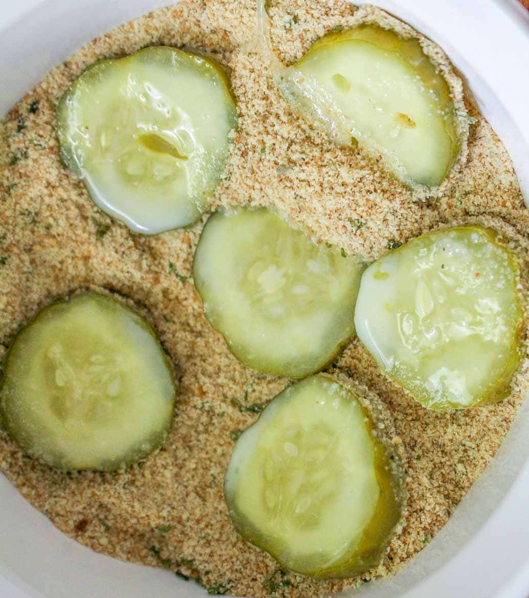 pickles dipped in bread crumbs for Air Fryer Pickles