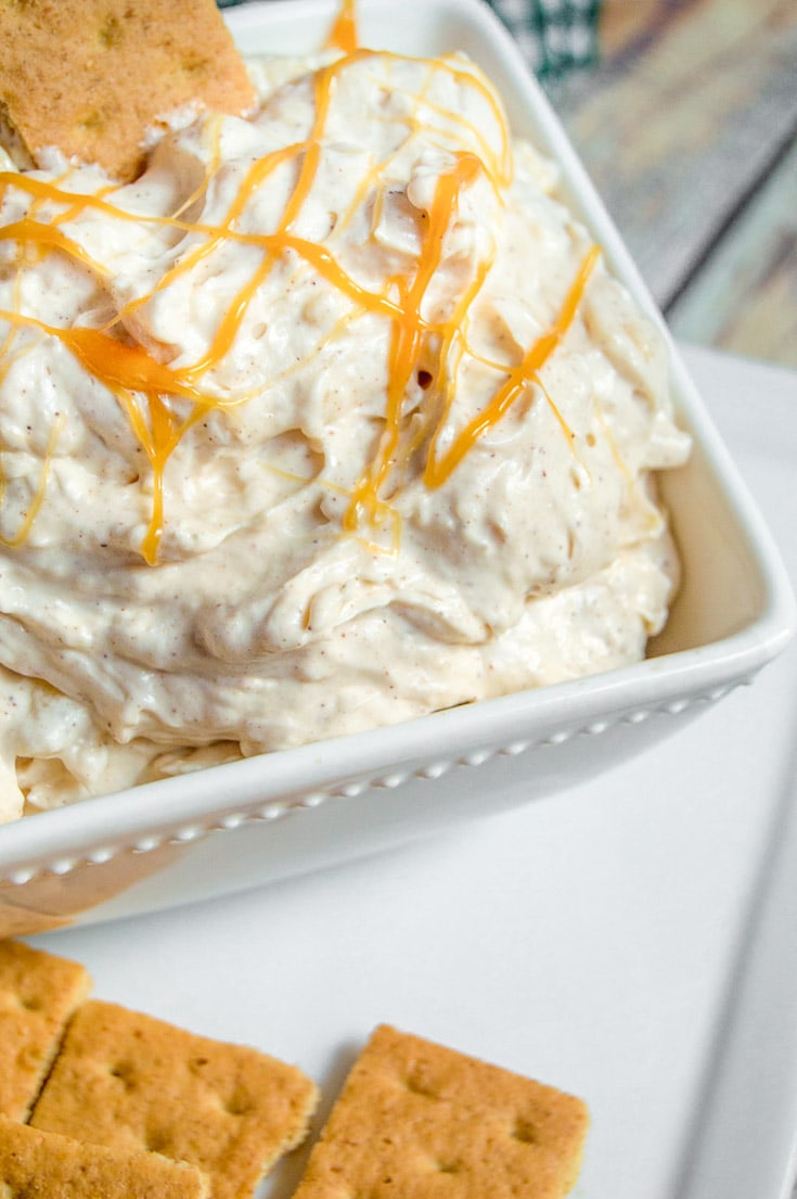 Cream Cheese Caramel Apple Dip recipe with graham crackers