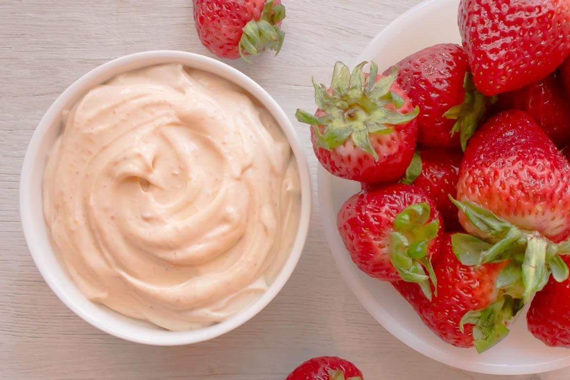 Easy 3 Ingredient Greek Yogurt Fruit Dip Recipe with Peanut Butter