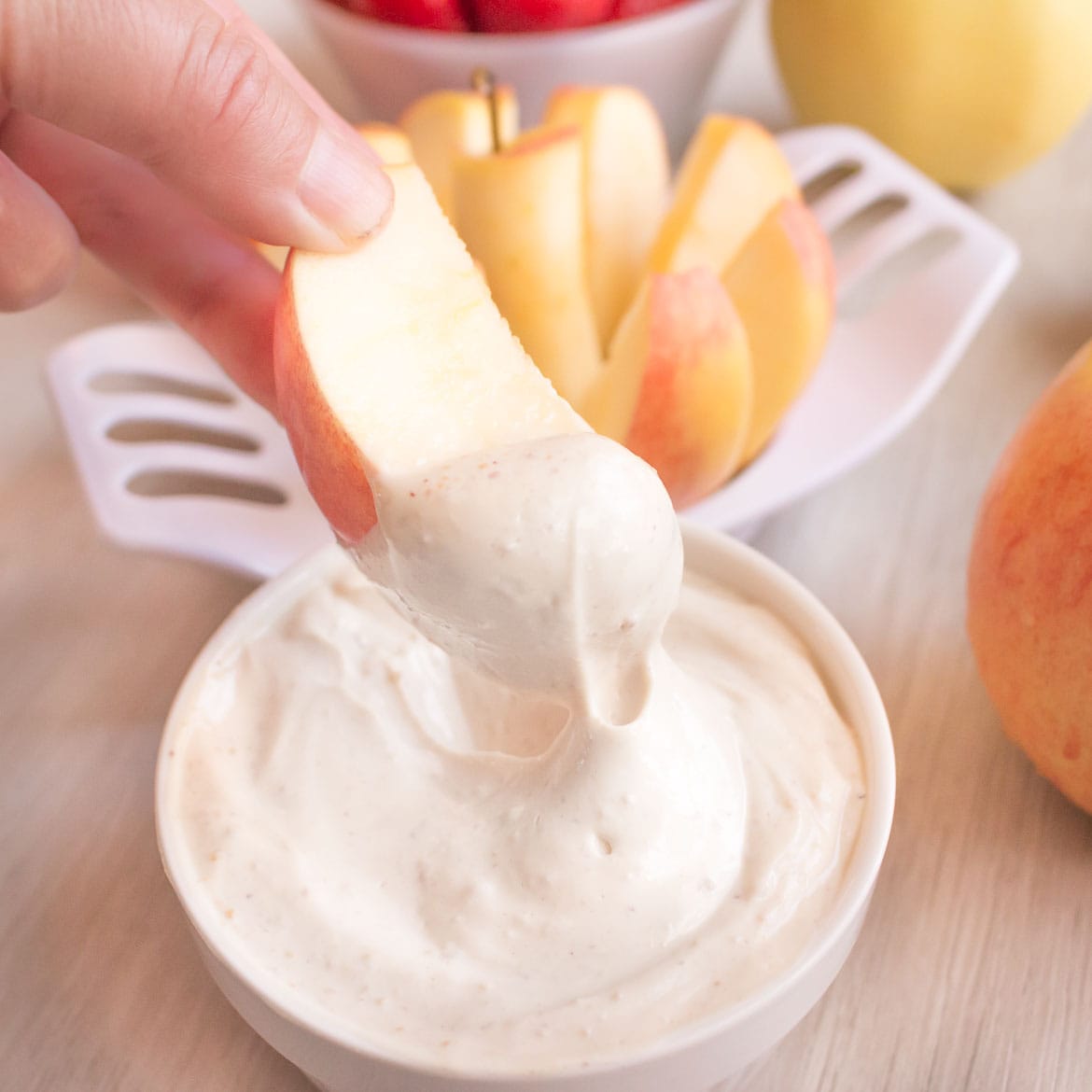 healthy yogurt fruit dip with peanut butter