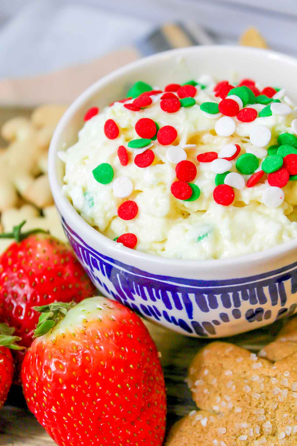 Christmas cake batter dip with fruit