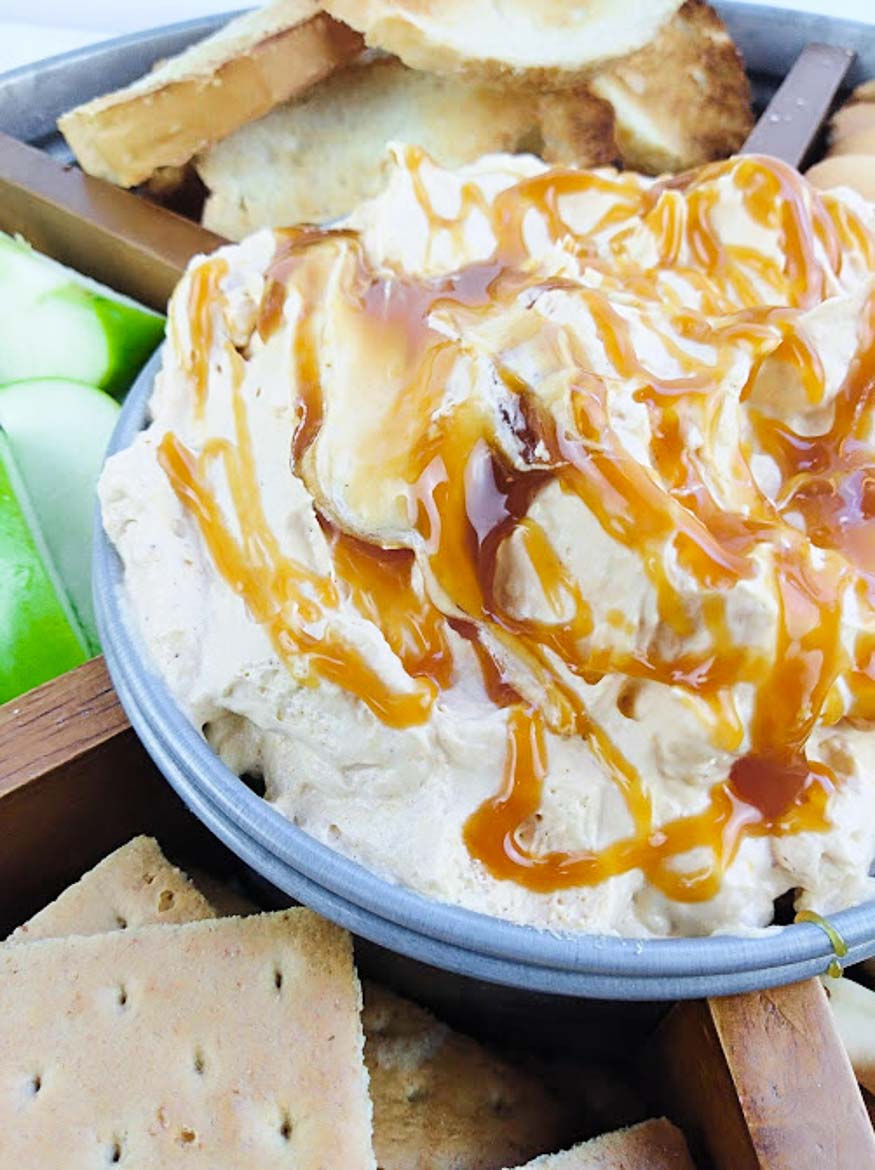 Caramel Pumpkin Fluff Dip with Cool Whip and cream cheese
