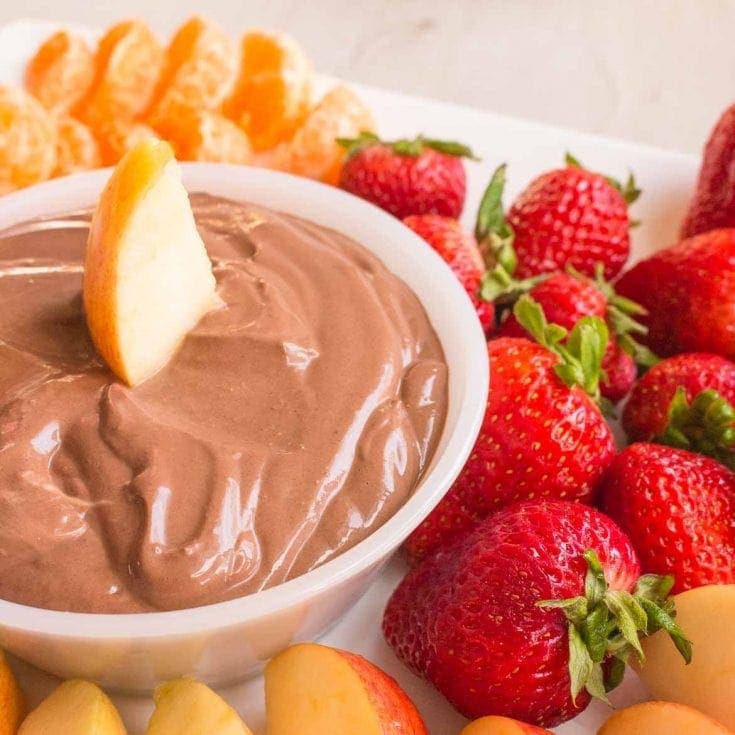 easy chocolate fruit dip with Greek yogurt