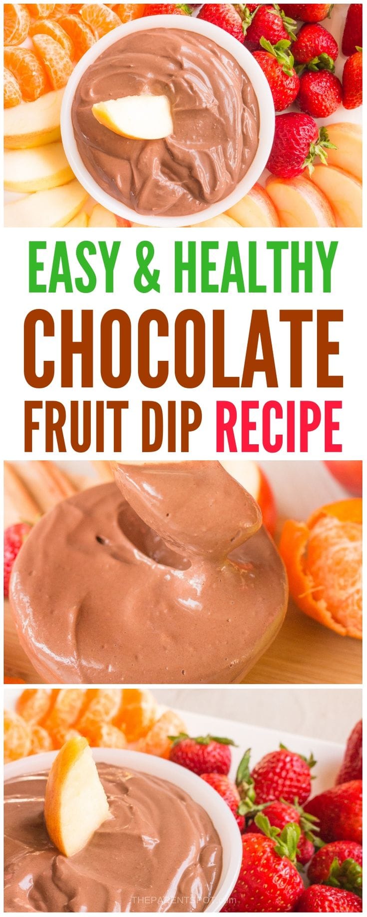 chocolate fruit dip recipe that is easy healthy and made with only 3 ingredients