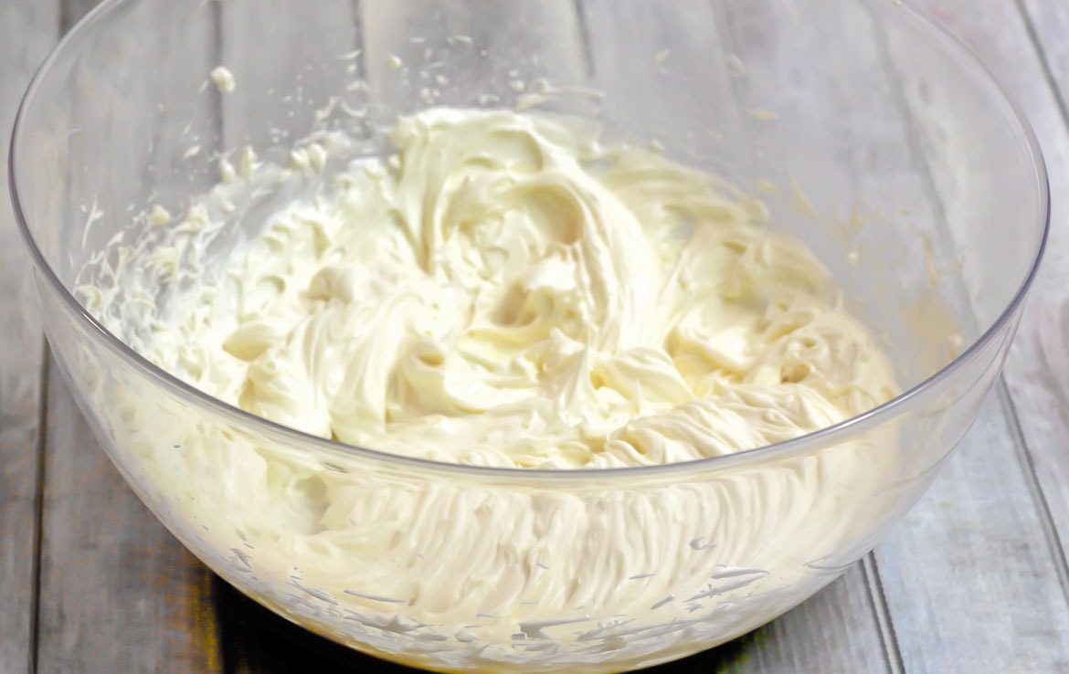 chocolate chip cheesecake dip being made