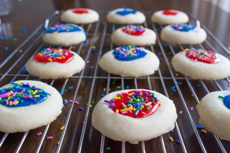 Thumbprint Cookies with Icing and Sprinkles