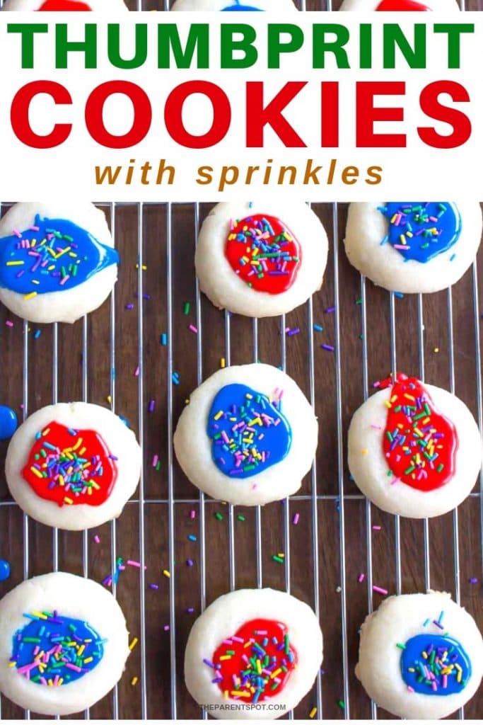 red and white Thumbprint cookies with sprinkles recipe that's easy and made with icing