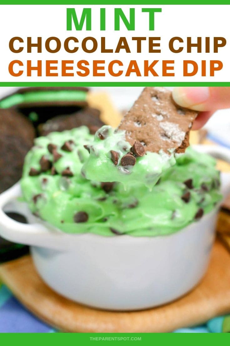 chocolate chip cheesecake dip with mint and cream cheese 