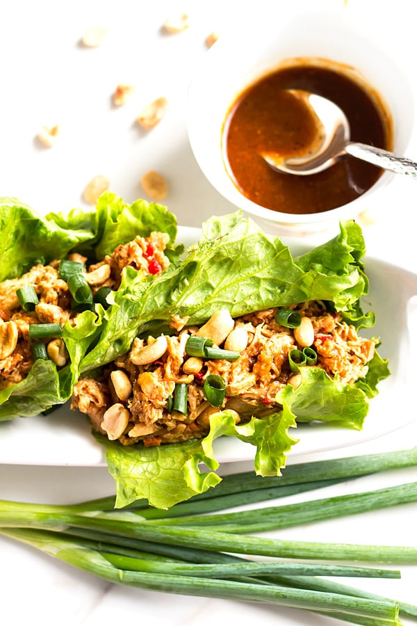 Peanut Sauce Chicken Lettuce wraps from Evolving Table