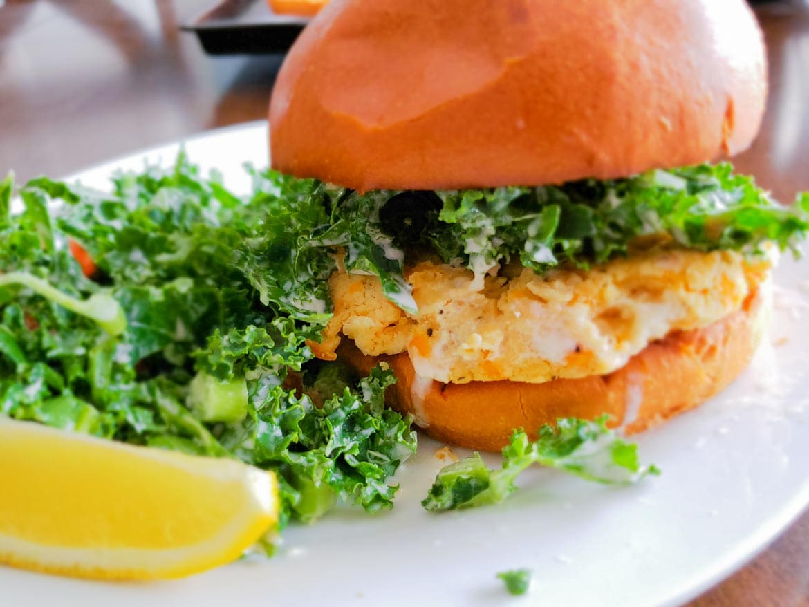 Chefs Plate white bean burgers and kale salad