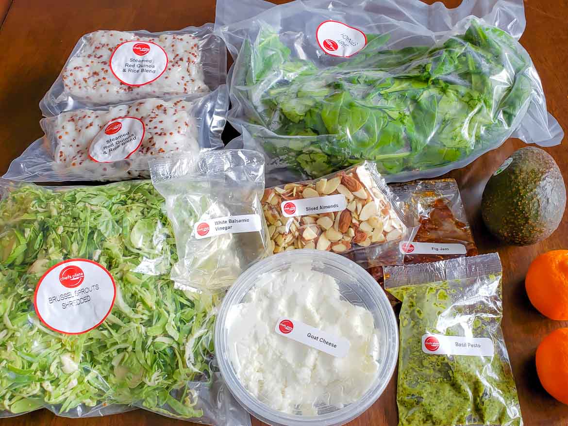 Chefs Plate review  Goat Cheese and Pesto Salad ingredients in packaging