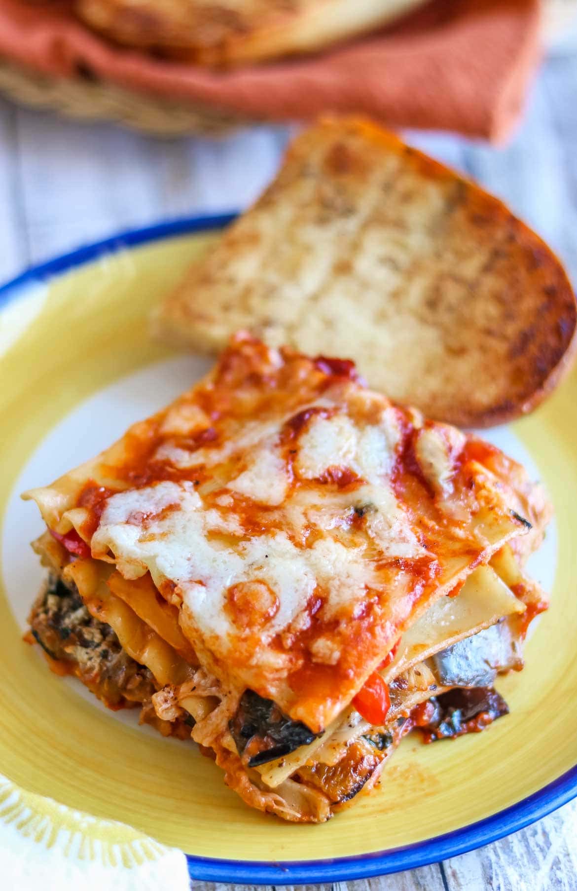 grilled vegetarian lasagna made with no bake lasagna noodles