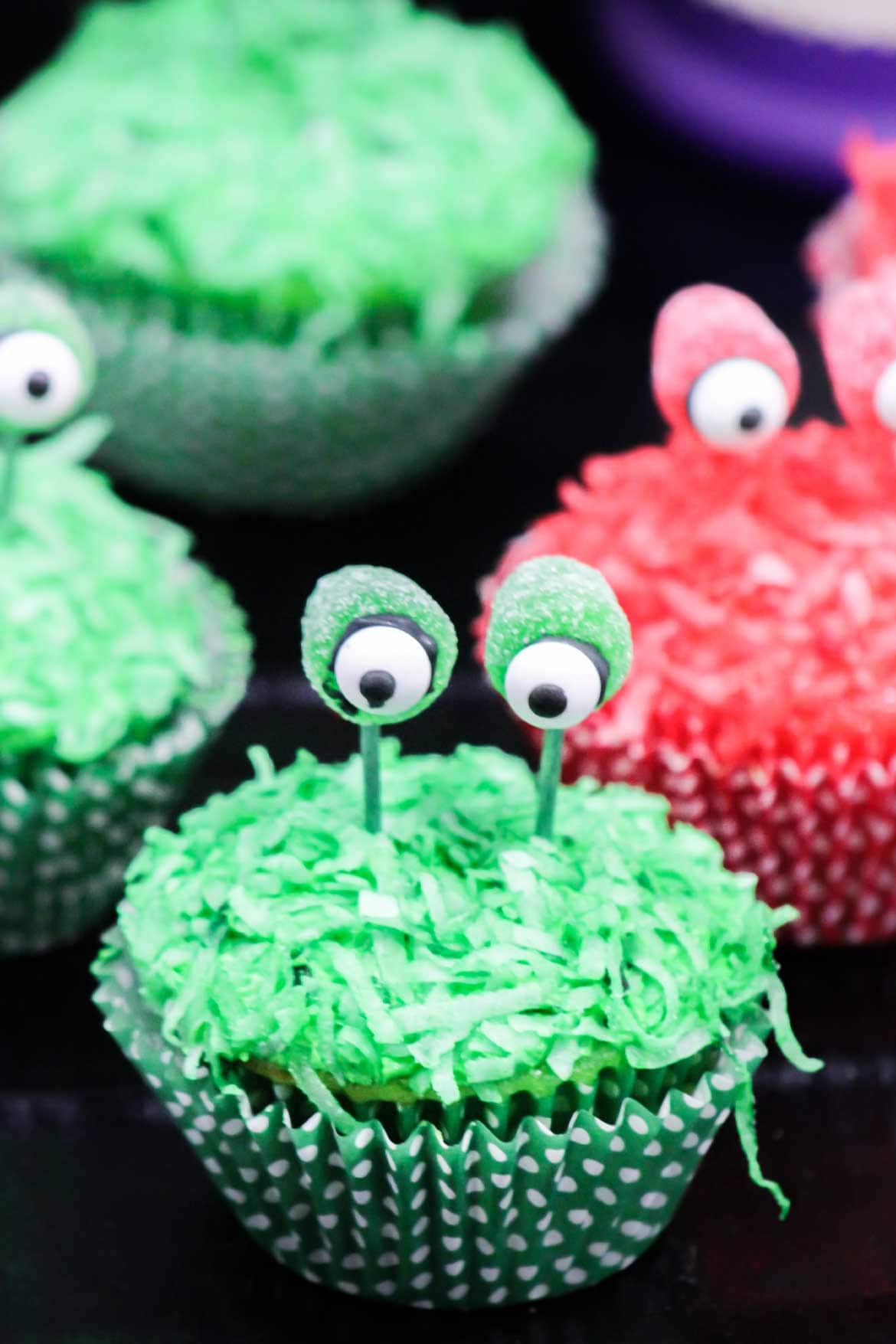 alien cupcakes with eyes on a stalk