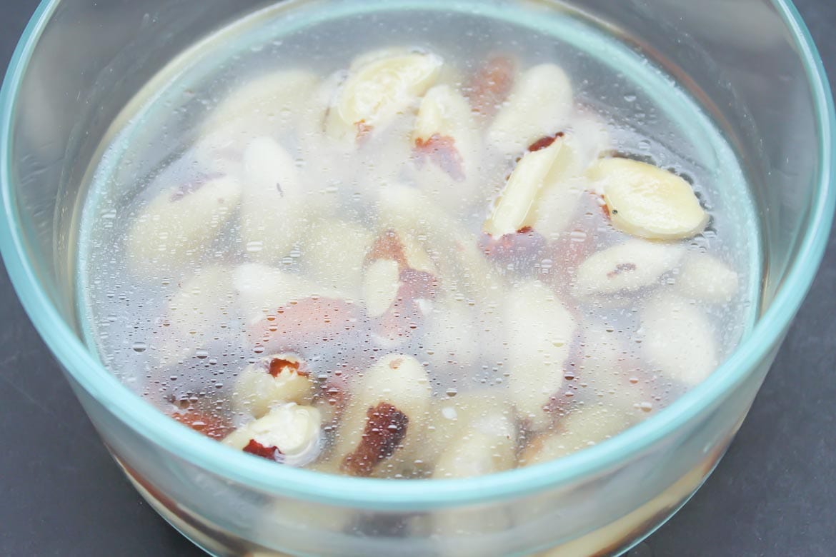 Brazil nuts soaking in water