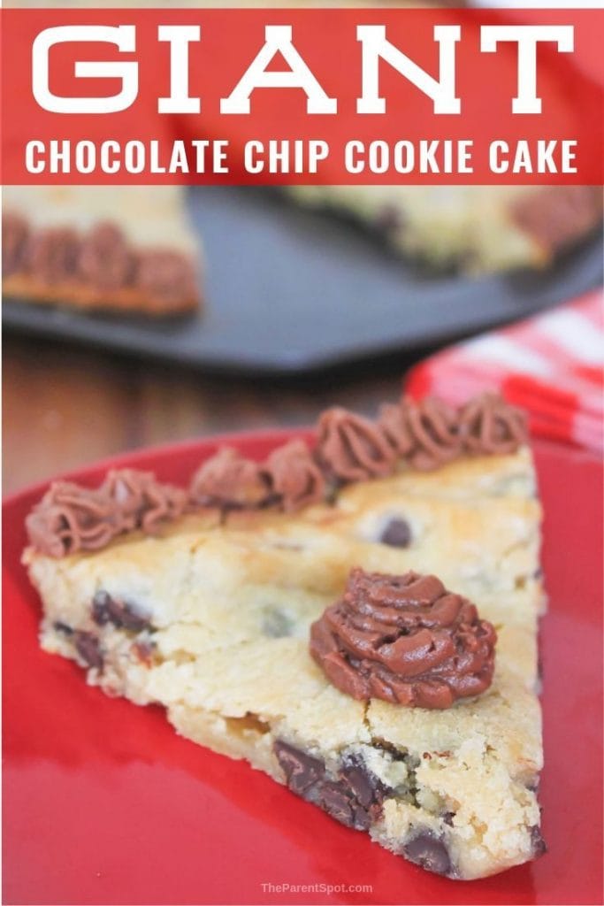 giant chocolate chip cookie with chocolate icing