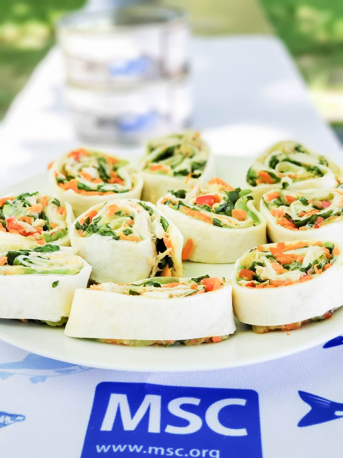 tuna pinwheels made with MSC certified tuna and fresh veggies