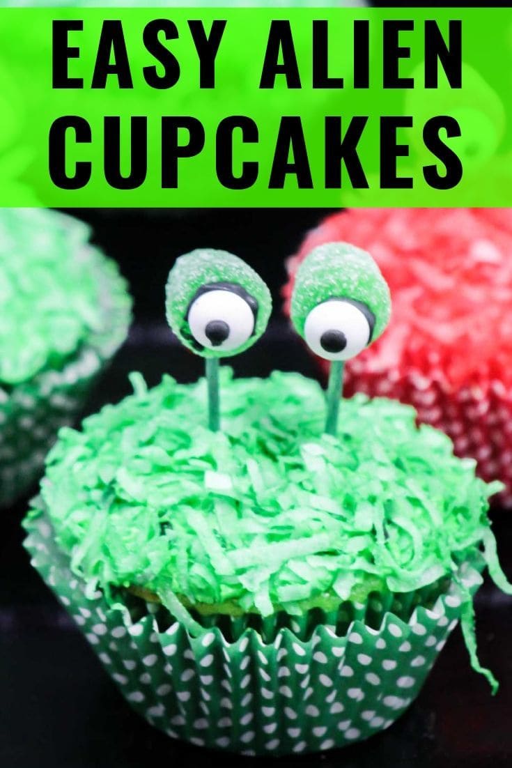 These easy alien cupcakes are perfect for Halloween and fun for kids to DIY