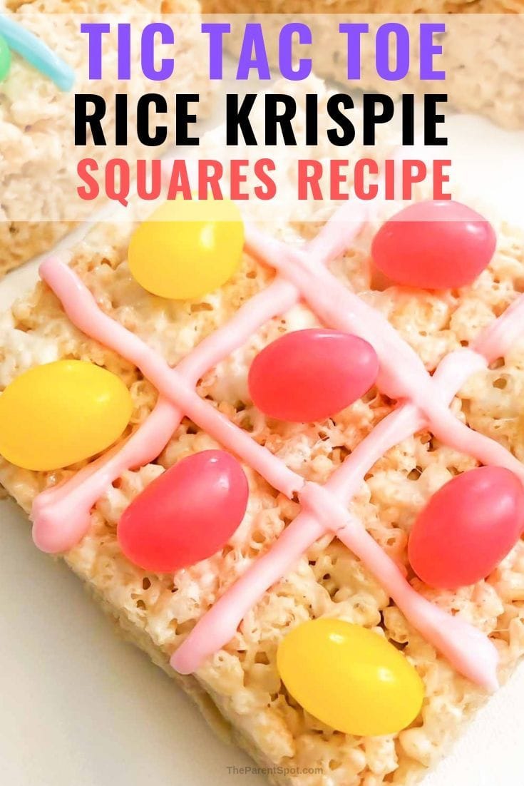 easy homemade Rice Krispie squares recipe is a fun tic tac toe game 