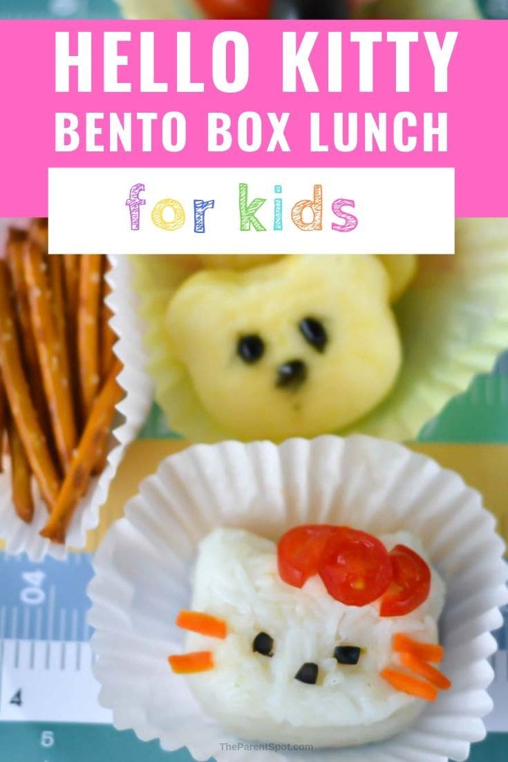 bento box lunch for kids is Hello Kitty themed