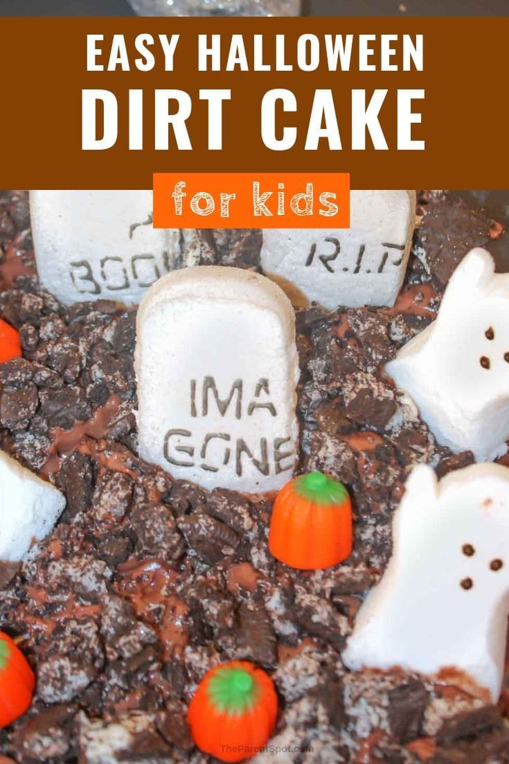 fun and easy Halloween graveyard dirt cake