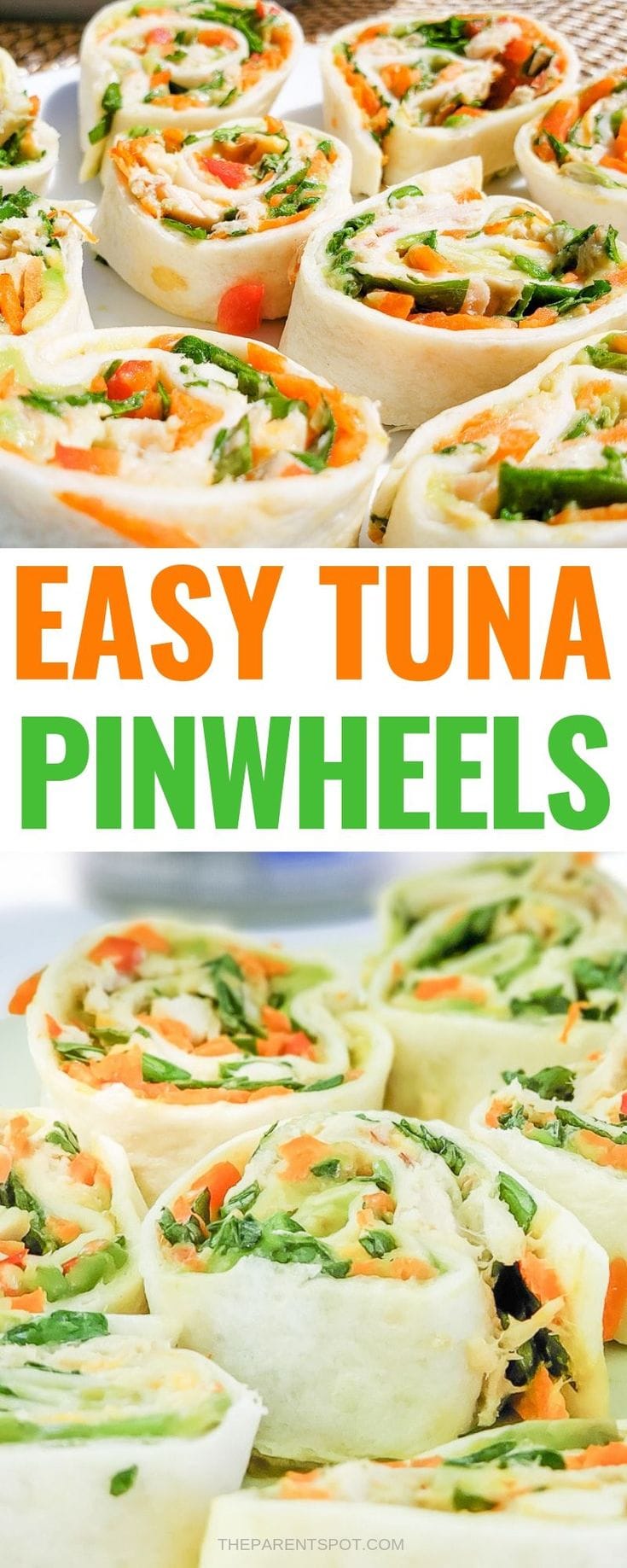 easy tuna pinwheels packed with fresh veggies