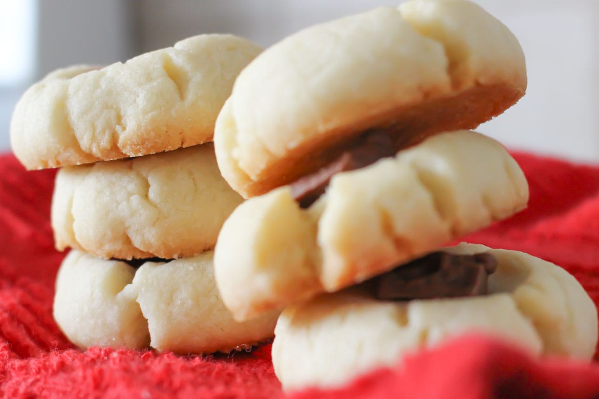 chocolate filled thumbprint cookies