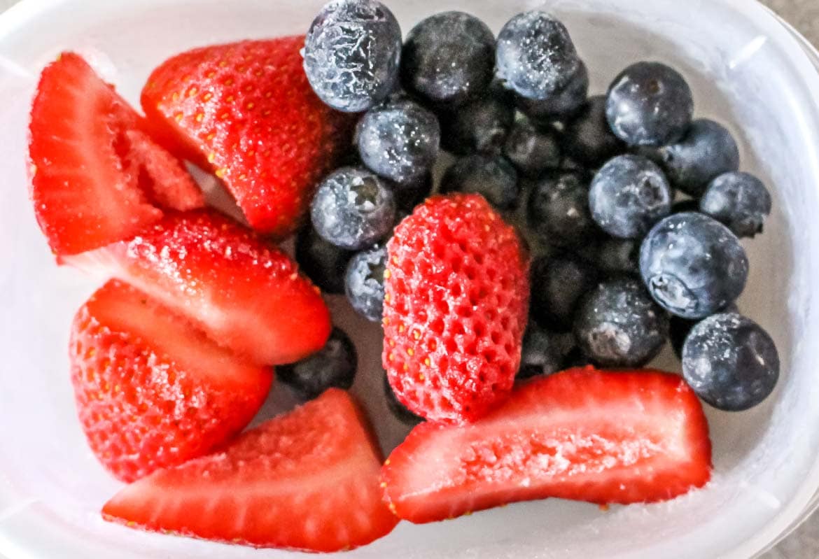 frozen strawberries and blueberries for 3 ingredient ice cream