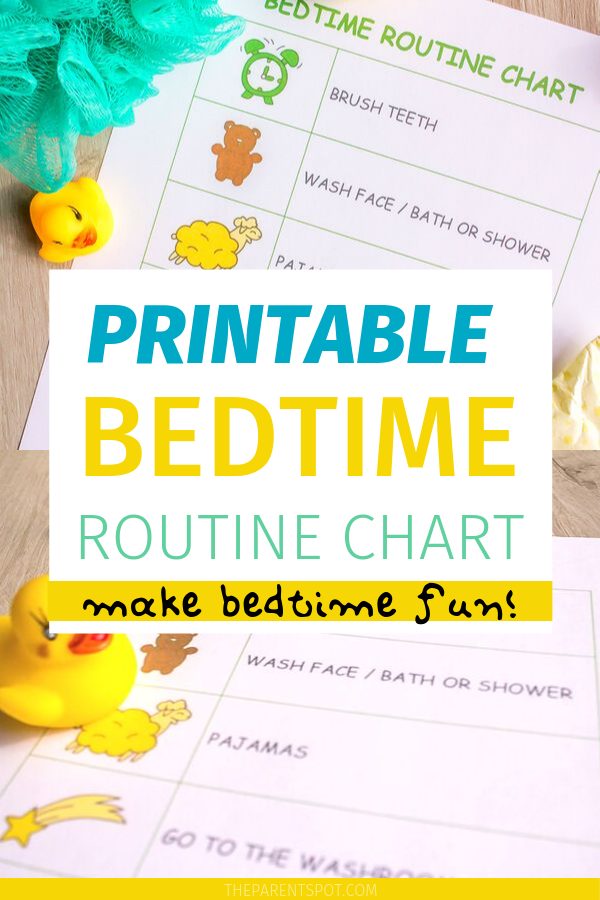 Bedtime routine chart printable for kids that's editable