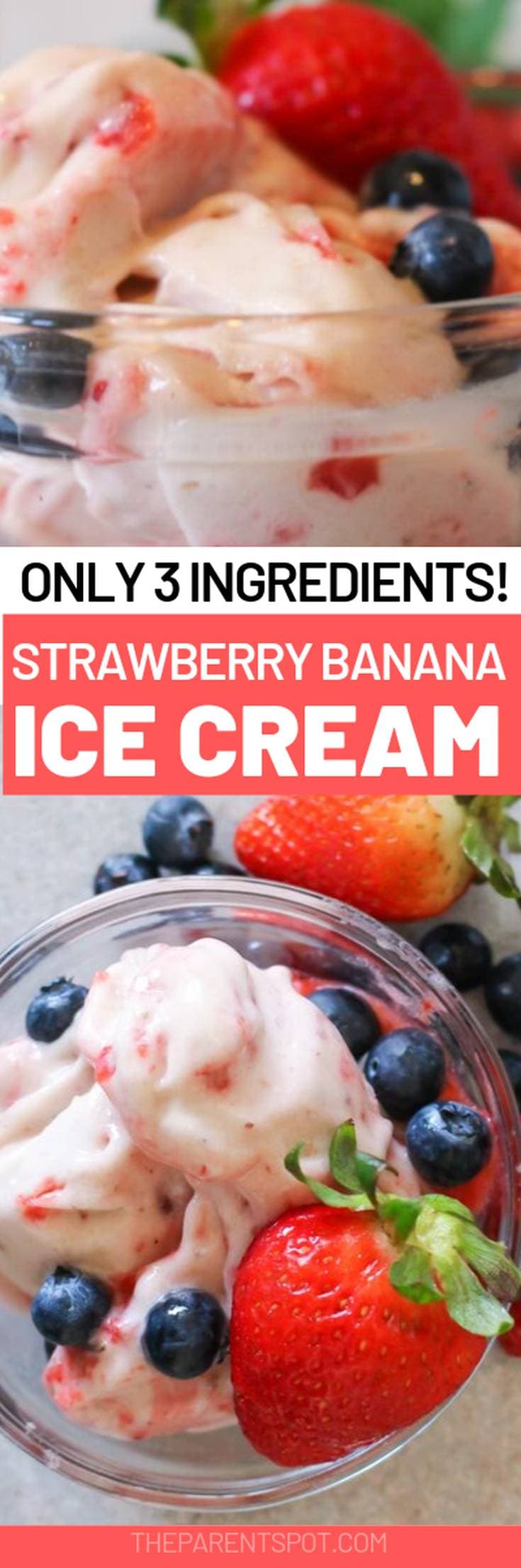 Homemade Strawberry banana ice cream with only 3 ingredients