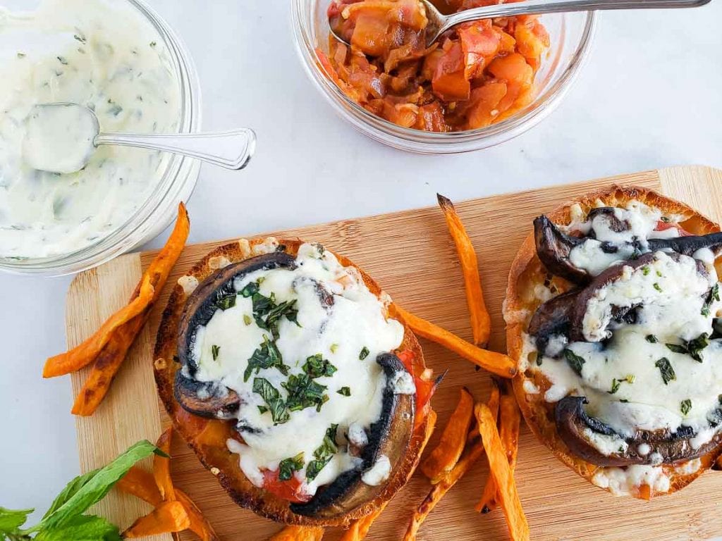 HelloFresh Father's Day vegetarian mushroom melt with yam fries