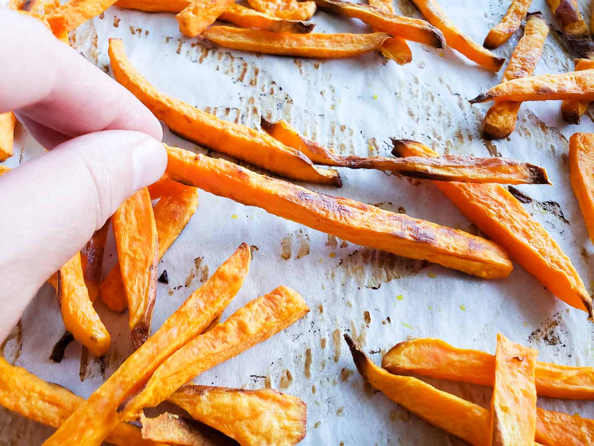 HelloFresh yam fries fresh from the oven