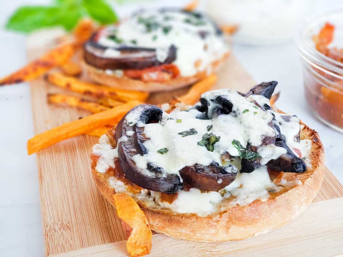 Tasty open faced mushroom melt with yam fries from HelloFresh vegetarian recipes