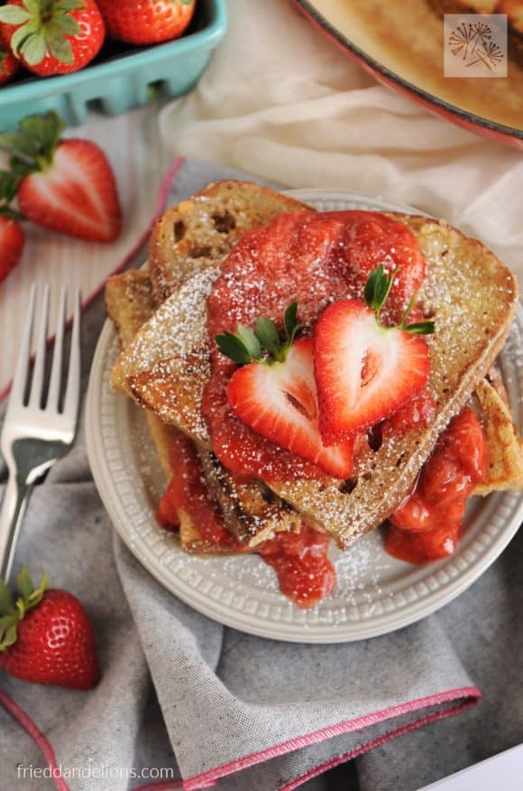 Vanilla French Toast with Strawberry Sauce by Fried Dandelions