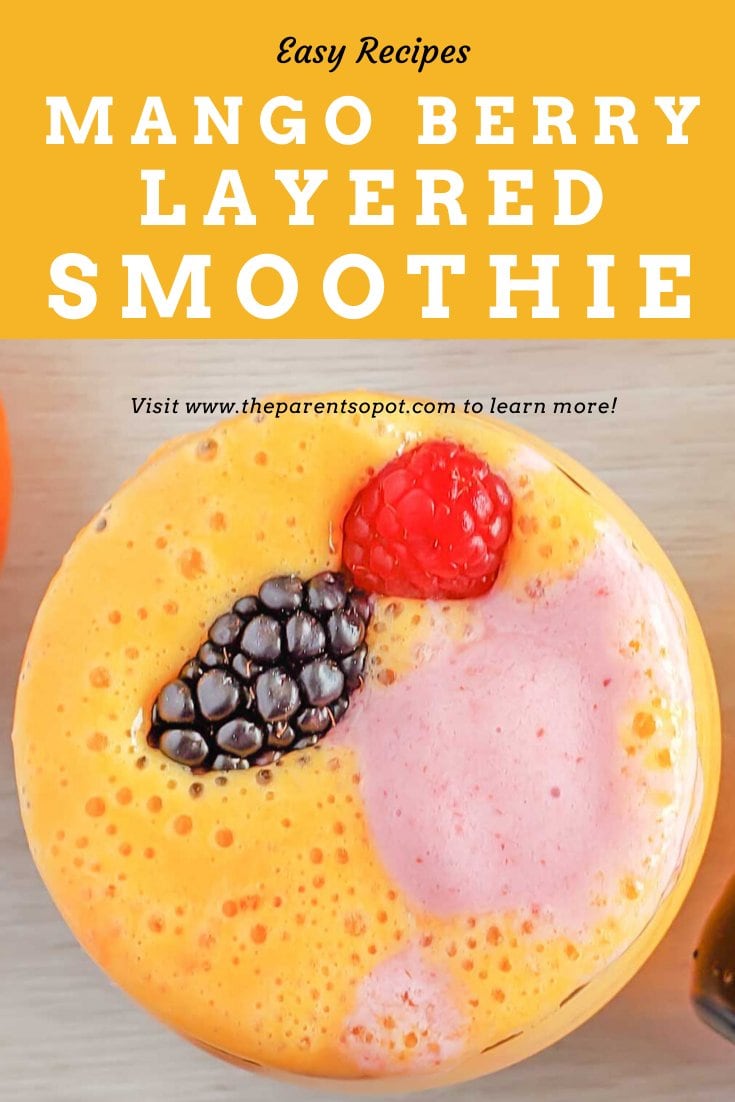 mango berry layered smoothie recipe easy vegan  
