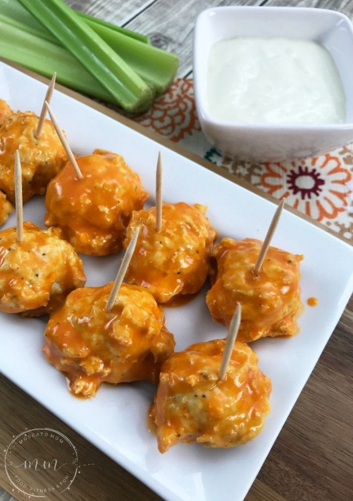 Easy Keto Buffalo Chicken Meatballs from Moscato Mom