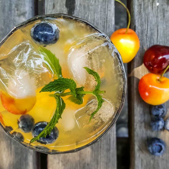 white wine sangria with fresh fruit and white rum