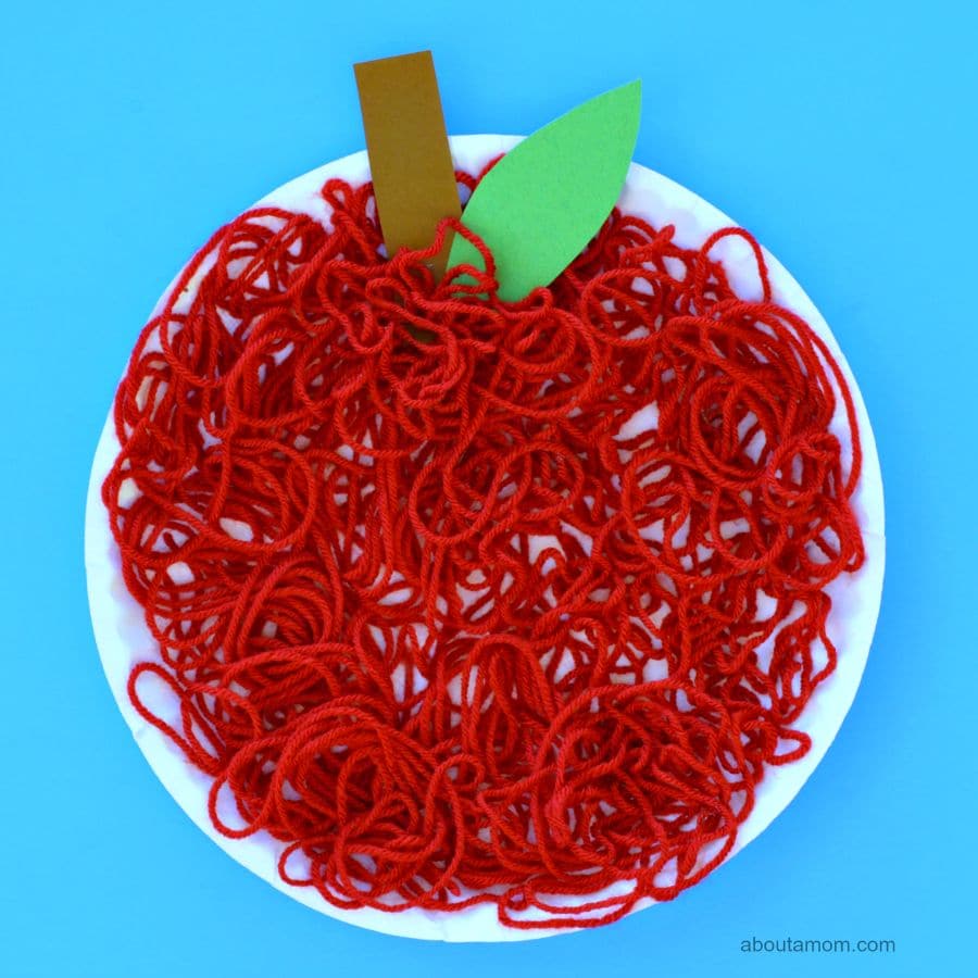 Yarn Apple Craft for Kids