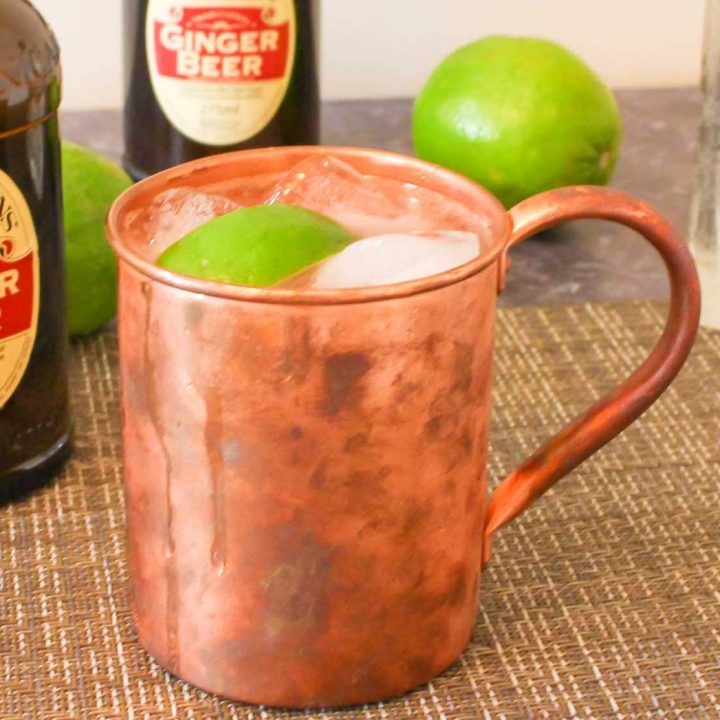 Moscow Mule in a copper mug with lime