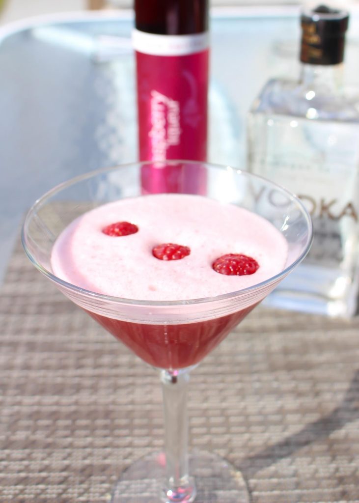 raspberry vodka martini with raspberry liqueur