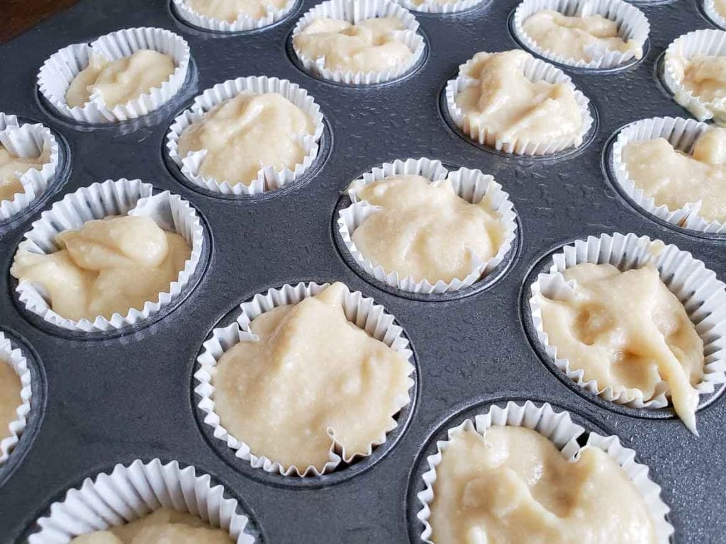 lemon cupcake batter in pan