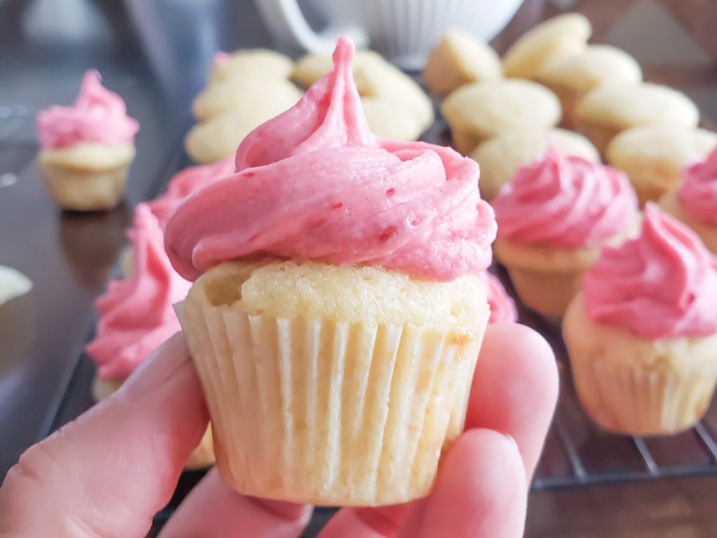 lemon cupcakes with raspberry buttercream