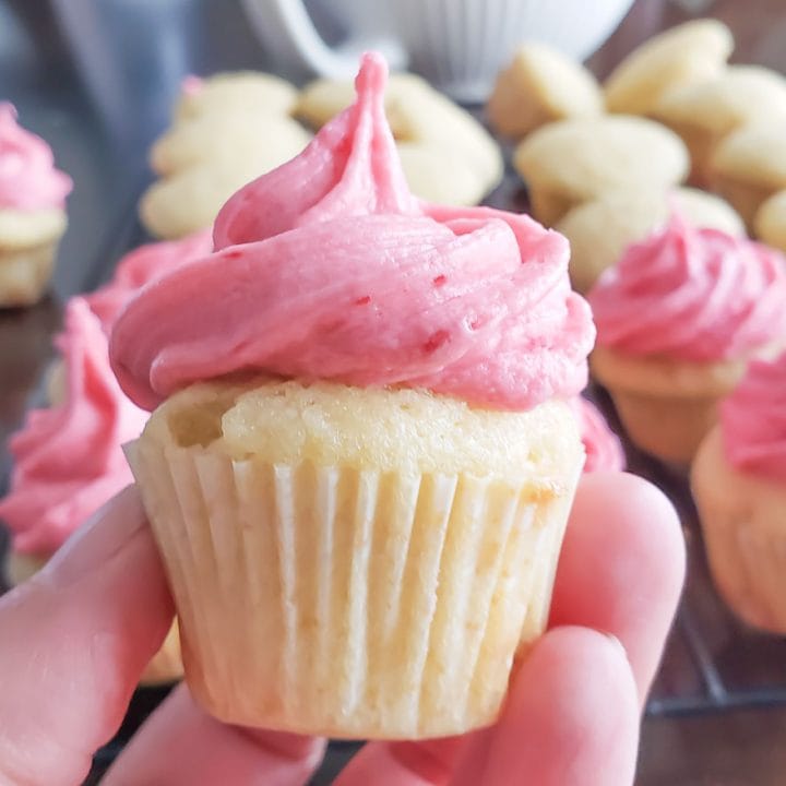 lemon cupcakes with raspberry buttercream