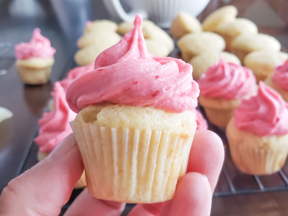 Lemon Cupcakes with Raspberry Buttercream