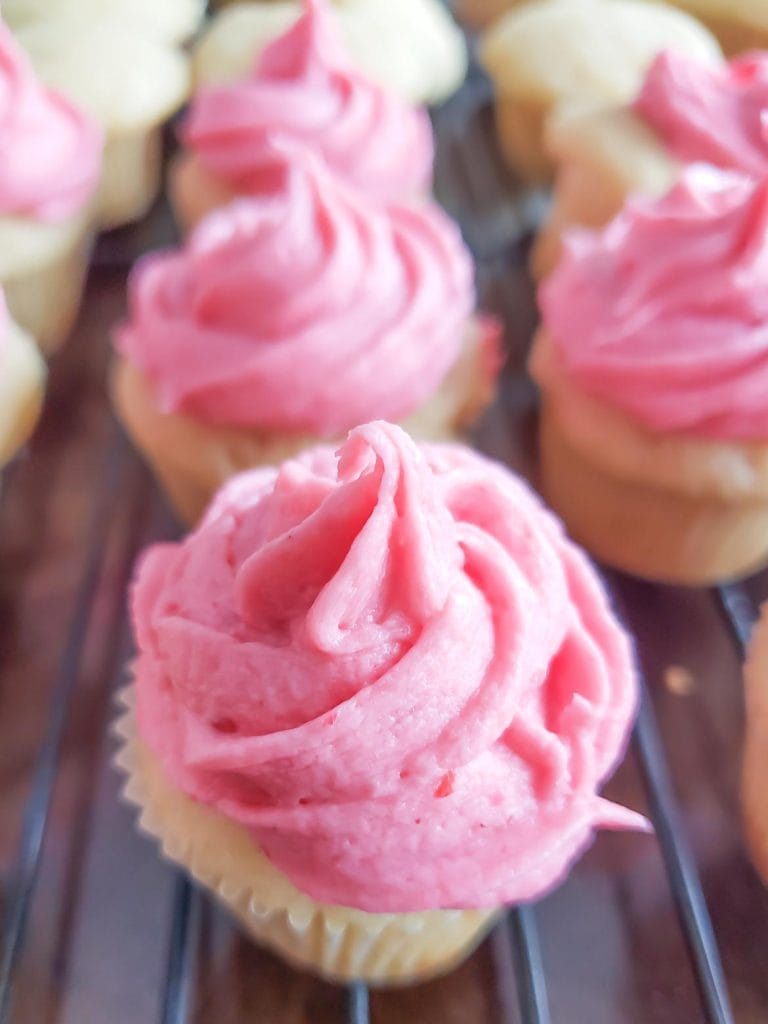 lemon cupcakes from scratch with raspberry buttercream