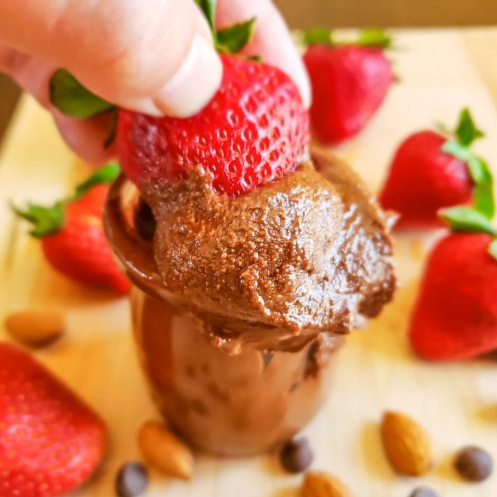 strawberry dipped in chocolate almond butter