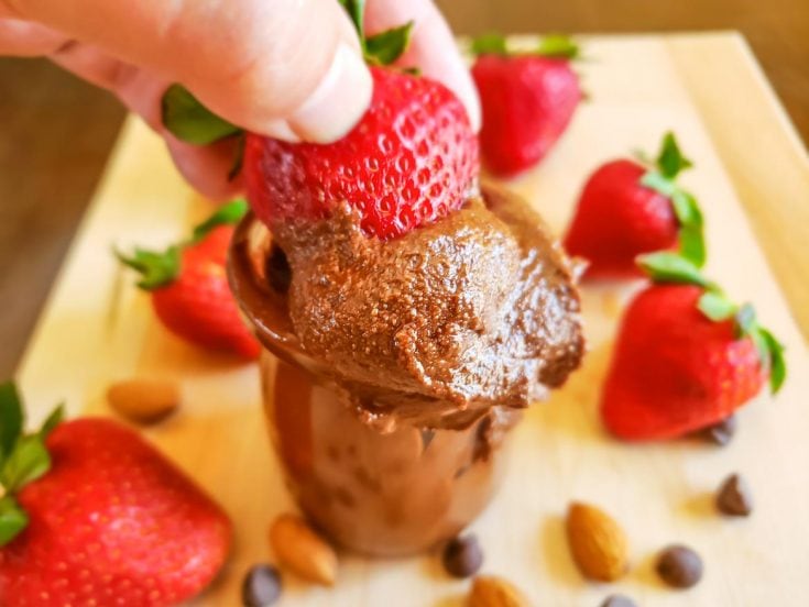 strawberry dipped in chocolate almond butter