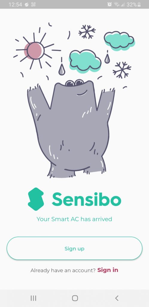 Sensibo Pure air purifier app sign in 